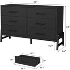 Cómoda de madera independiente de 52 pulgadas con cajón ancho y armario de almacenamiento, cómoda de almacenamiento vertical para sala de estar, dormitorio, entrada