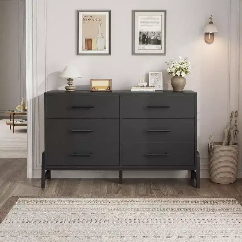 Cómoda de madera independiente de 52 pulgadas con cajón ancho y armario de almacenamiento, cómoda de almacenamiento vertical para sala de estar, dormitorio, entrada