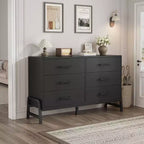 Cómoda de madera independiente de 52 pulgadas con cajón ancho y armario de almacenamiento, cómoda de almacenamiento vertical para sala de estar, dormitorio, entrada