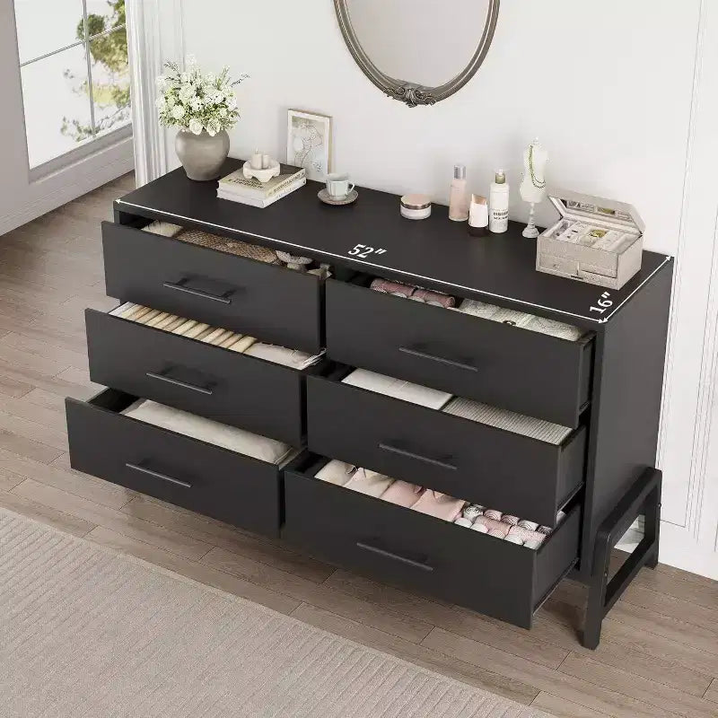 Cómoda de madera independiente de 52 pulgadas con cajón ancho y armario de almacenamiento, cómoda de almacenamiento vertical para sala de estar, dormitorio, entrada