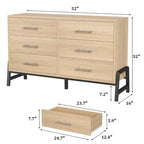 Cómoda de madera independiente de 52 pulgadas con cajón ancho y armario de almacenamiento, cómoda de almacenamiento vertical para sala de estar, dormitorio, entrada