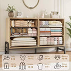 Cómoda de madera independiente de 52 pulgadas con cajón ancho y armario de almacenamiento, cómoda de almacenamiento vertical para sala de estar, dormitorio, entrada