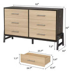 Cómoda de madera independiente de 52 pulgadas con cajón ancho y armario de almacenamiento, cómoda de almacenamiento vertical para sala de estar, dormitorio, entrada