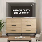 Cómoda de madera independiente de 52 pulgadas con cajón ancho y armario de almacenamiento, cómoda de almacenamiento vertical para sala de estar, dormitorio, entrada