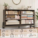 Cómoda de madera independiente de 52 pulgadas con cajón ancho y armario de almacenamiento, cómoda de almacenamiento vertical para sala de estar, dormitorio, entrada