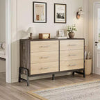 Cómoda de madera independiente de 52 pulgadas con cajón ancho y armario de almacenamiento, cómoda de almacenamiento vertical para sala de estar, dormitorio, entrada