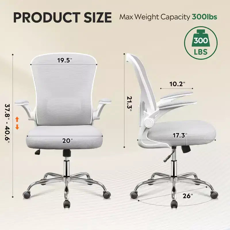 Silla de oficina ergonómica GALAXHERO, silla de escritorio de malla para computadora con reposabrazos abatibles y soporte lumbar ajustable