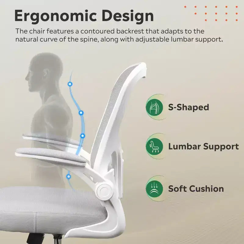 Silla de oficina ergonómica GALAXHERO, silla de escritorio de malla para computadora con reposabrazos abatibles y soporte lumbar ajustable