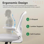 Silla de oficina ergonómica GALAXHERO, silla de escritorio de malla para computadora con reposabrazos abatibles y soporte lumbar ajustable