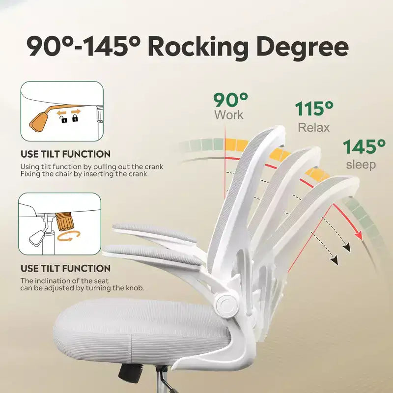 Silla de oficina ergonómica GALAXHERO, silla de escritorio de malla para computadora con reposabrazos abatibles y soporte lumbar ajustable