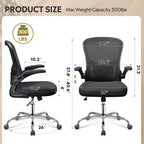 Silla de oficina ergonómica GALAXHERO, silla de escritorio de malla para computadora con reposabrazos abatibles y soporte lumbar ajustable