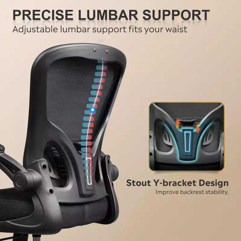 Silla de oficina ergonómica GALAXHERO, silla de escritorio de malla para computadora con reposabrazos abatibles y soporte lumbar ajustable