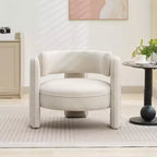 Sillón decorativo, sillón de barril tapizado en terciopelo moderno de mediados de siglo - Cómodo para sala de estar, dormitorio, apartamento, oficina, beige