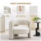 Sillón decorativo, sillón de barril tapizado en terciopelo moderno de mediados de siglo - Cómodo para sala de estar, dormitorio, apartamento, oficina, beige