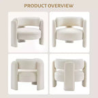 Sillón decorativo, sillón de barril tapizado en terciopelo moderno de mediados de siglo - Cómodo para sala de estar, dormitorio, apartamento, oficina, beige