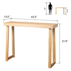 Mesa consola de madera maciza Karl Home de 43.3 pulgadas con patas trapezoidales