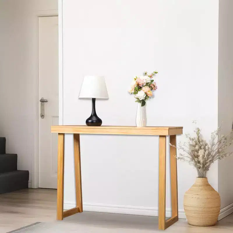 Mesa consola de madera maciza Karl Home de 43.3 pulgadas con patas trapezoidales