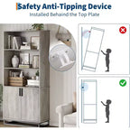 Librería de 5 niveles con estantes ajustables y puertas, estantería alta con patas de metal, librería rústica para sala de estar, apartamento u oficina