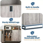 Librería de 5 niveles con estantes ajustables y puertas, estantería alta con patas de metal, librería rústica para sala de estar, apartamento u oficina
