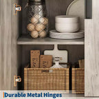 Librería de 5 niveles con estantes ajustables y puertas, estantería alta con patas de metal, librería rústica para sala de estar, apartamento u oficina