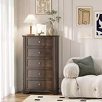 Cómoda de 5 cajones Karl Home, MDF marrón (tablero de fibra de densidad media), 28.74 pulgadas de ancho