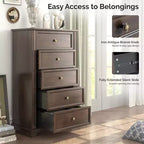 Cómoda de 5 cajones Karl Home, MDF marrón (tablero de fibra de densidad media), 28.74 pulgadas de ancho
