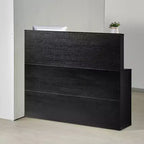 Mostrador de recepción VEVOR, mesa de mostrador frontal en forma de L de 55 pulgadas, mostrador de recepción de oficina con cajón, bandeja para teclado y armario de almacenamiento, negro