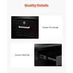 Mostrador de recepción VEVOR, mesa de mostrador frontal en forma de L de 55 pulgadas, mostrador de recepción de oficina con cajón, bandeja para teclado y armario de almacenamiento, negro