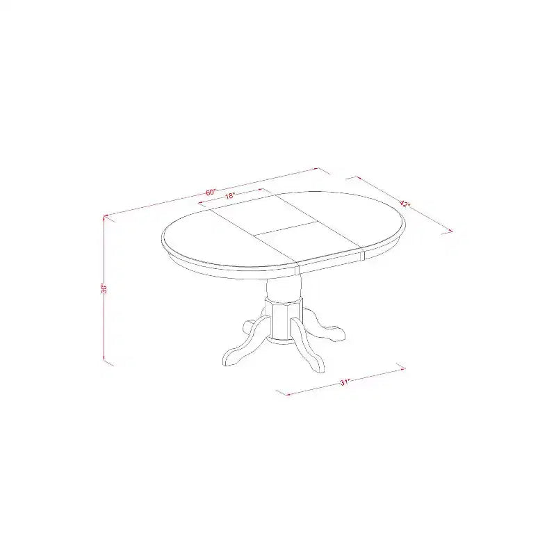 Mesa de comedor ovalada de un solo pedestal HomeStock, estilo tradicional