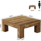 Mesa de centro cuadrada Lantine de 39.4 pulgadas para sala de estar, mesa auxiliar de cóctel estilo rústico con patas de madera resistentes, fácil montaje