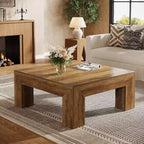 Mesa de centro cuadrada Lantine de 39.4 pulgadas para sala de estar, mesa auxiliar de cóctel estilo rústico con patas de madera resistentes, fácil montaje