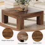 Mesa de centro cuadrada Lantine de 39.4 pulgadas para sala de estar, mesa auxiliar de cóctel estilo rústico con patas de madera resistentes, fácil montaje