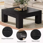 Mesa de centro cuadrada Lantine de 39.4 pulgadas para sala de estar, mesa auxiliar de cóctel estilo rústico con patas de madera resistentes, fácil montaje