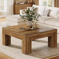 Lantine 39.4-Inch Square Coffee Table for Living Room, Farmhouse Accent Center Cocktail Table with Sturdy Wooden Legs, Easy Assembly
