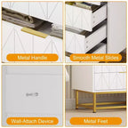 Cómoda Coolmee de 4 cajones, cajones modernos, organizador de cajones con patas de metal, armario de almacenamiento para dormitorio, sala de estar, pasillo, armario