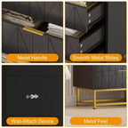 Cómoda Coolmee de 4 cajones, cajones modernos, organizador de cajones con patas de metal, armario de almacenamiento para dormitorio, sala de estar, pasillo, armario