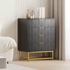 Cómoda Coolmee de 4 cajones, cajones modernos, organizador de cajones con patas de metal, armario de almacenamiento para dormitorio, sala de estar, pasillo, armario