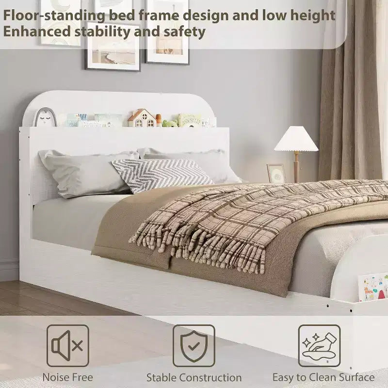 Acekool Diván Doble con Nido, Estructura de Sofá Cama Tapizado con Cajones de Almacenamiento, Cama Moderna para Sala de Estar o Dormitorio