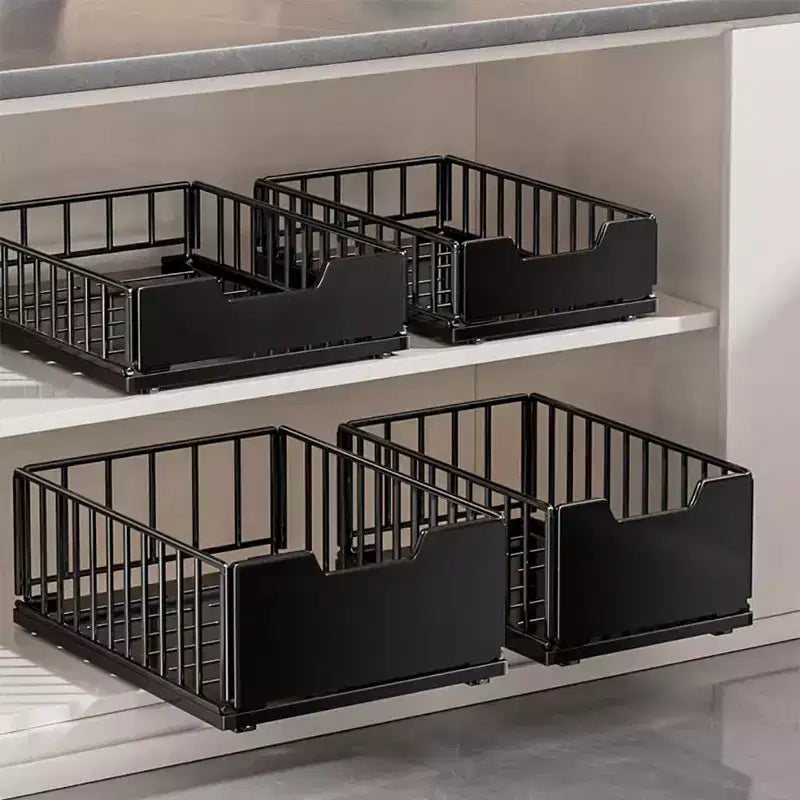 Organizador extraíble para muebles de cocina, estantes extraíbles para despensa, cajones de almacenamiento extraíbles de metal sin necesidad de taladrar