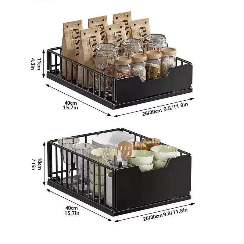 Organizador extraíble para muebles de cocina, estantes extraíbles para despensa, cajones de almacenamiento extraíbles de metal sin necesidad de taladrar
