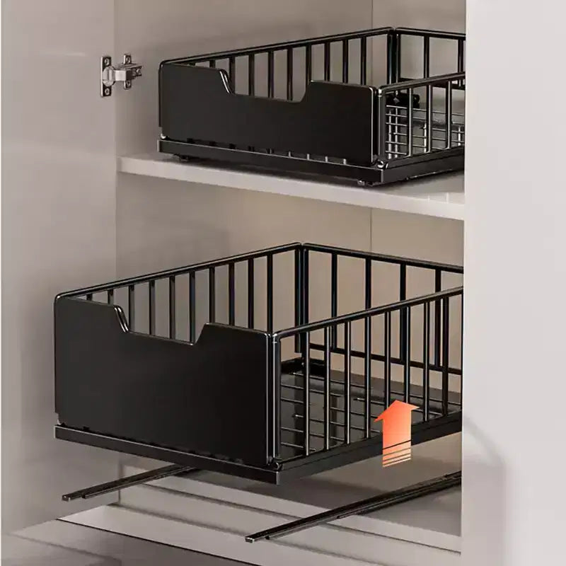 Organizador extraíble para muebles de cocina, estantes extraíbles para despensa, cajones de almacenamiento extraíbles de metal sin necesidad de taladrar