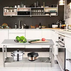 Mesa de Trabajo de Acero Inoxidable para Cocina Comercial - Mesa Plegable para Preparación con Estante Ajustable, Banco de Trabajo de Metal Grado Alimenticio para Restaurante, Hogar