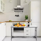 Mesa de Trabajo de Acero Inoxidable para Cocina Comercial - Mesa Plegable para Preparación con Estante Ajustable, Banco de Trabajo de Metal Grado Alimenticio para Restaurante, Hogar