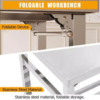 Mesa de Trabajo de Acero Inoxidable para Cocina Comercial - Mesa Plegable para Preparación con Estante Ajustable, Banco de Trabajo de Metal Grado Alimenticio para Restaurante, Hogar