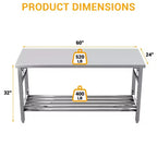 Mesa de Trabajo de Acero Inoxidable para Cocina Comercial - Mesa Plegable para Preparación con Estante Ajustable, Banco de Trabajo de Metal Grado Alimenticio para Restaurante, Hogar