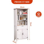 COZONY Estantería alta de 72 pulgadas de estilo rústico con 6 niveles y puertas, armario y cajón. Librero de madera con estante ajustable para sala de estar, cocina y dormitorio.