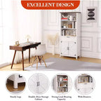 COZONY Estantería alta de 72 pulgadas de estilo rústico con 6 niveles y puertas, armario y cajón. Librero de madera con estante ajustable para sala de estar, cocina y dormitorio.