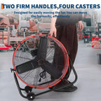 Floor Fan, Industrial Fan - 24 Inch Heavy Duty Drum Fan with 4 Speeds, Metal Air Circulator for Warehouse, Workshop, Garage, Factory, Basement