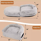 Cama de perro de tamaño humano para personas adultas, cama de perro plegable para humanos, cama de perro gigante de 180x109x25 cm con funda extraíble, cama para siestas de piel sintética lavable