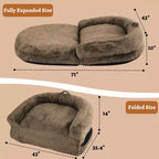 Cama de perro de tamaño humano para personas adultas, cama de perro plegable para humanos, cama de perro gigante de 180x109x25 cm con funda extraíble, cama para siestas de piel sintética lavable